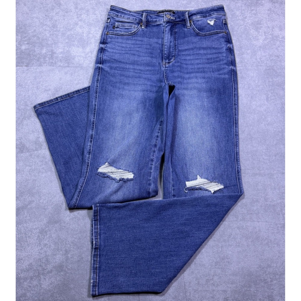 Judy Blue Jeans Womens 15/32 (32x32) Straight Leg Distressed Stretch Highrise